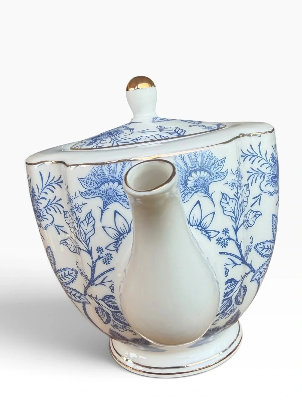Grace Teaware Blue White Floral Teapot Porcelain Chinoiserie Grandmillennial
